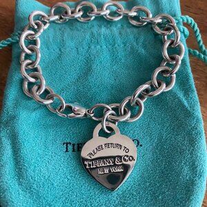 Tiffany&Co. Please Return to Sterling Silver Heart Tag Bracelet 7.5"